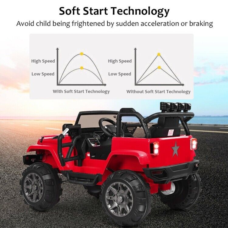 12V Electric Ride On Truck Toy Car with MP3 Player, Remote Control, and LED Lights for Kids