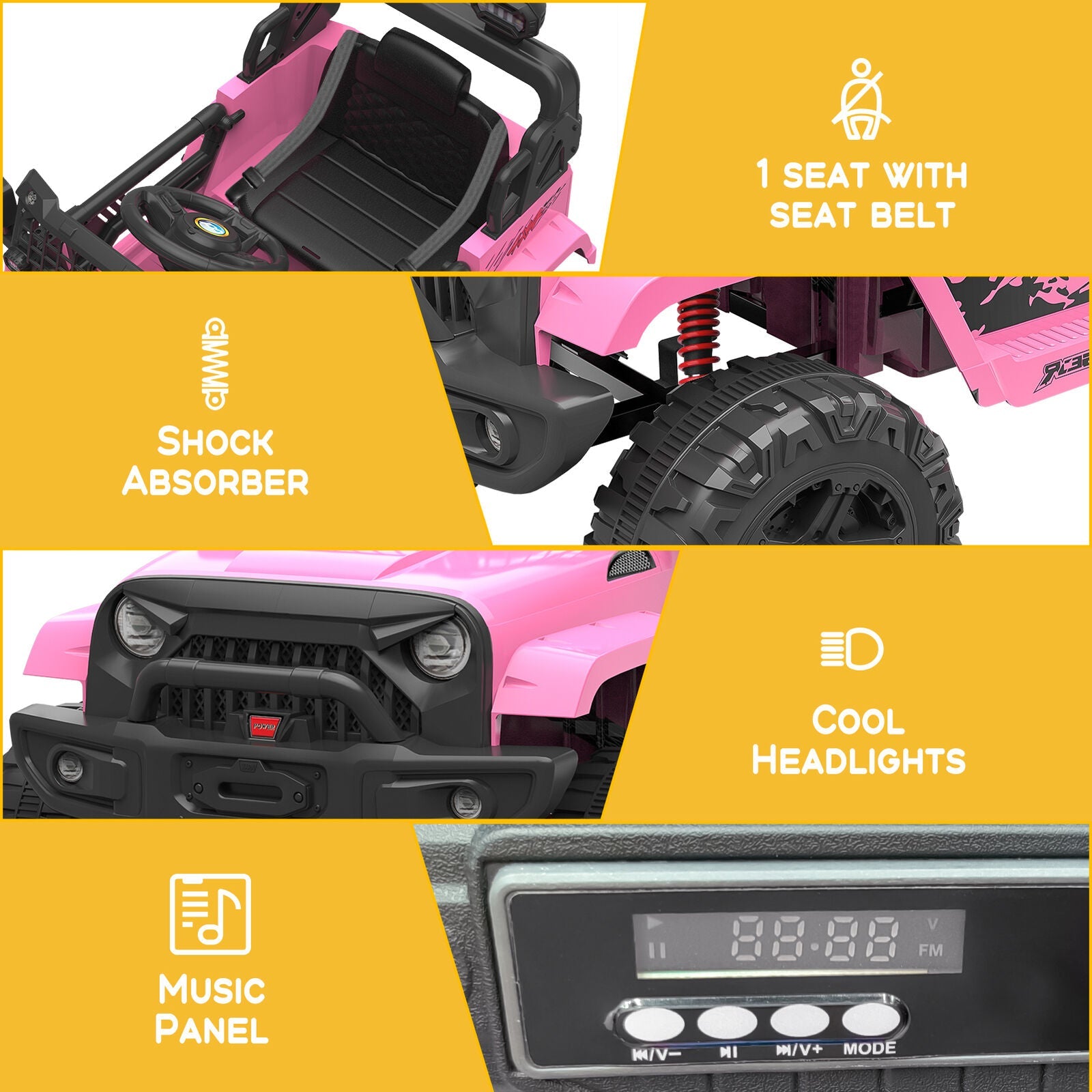 12V Electric Ride Truck with Remote Control and LED Lights