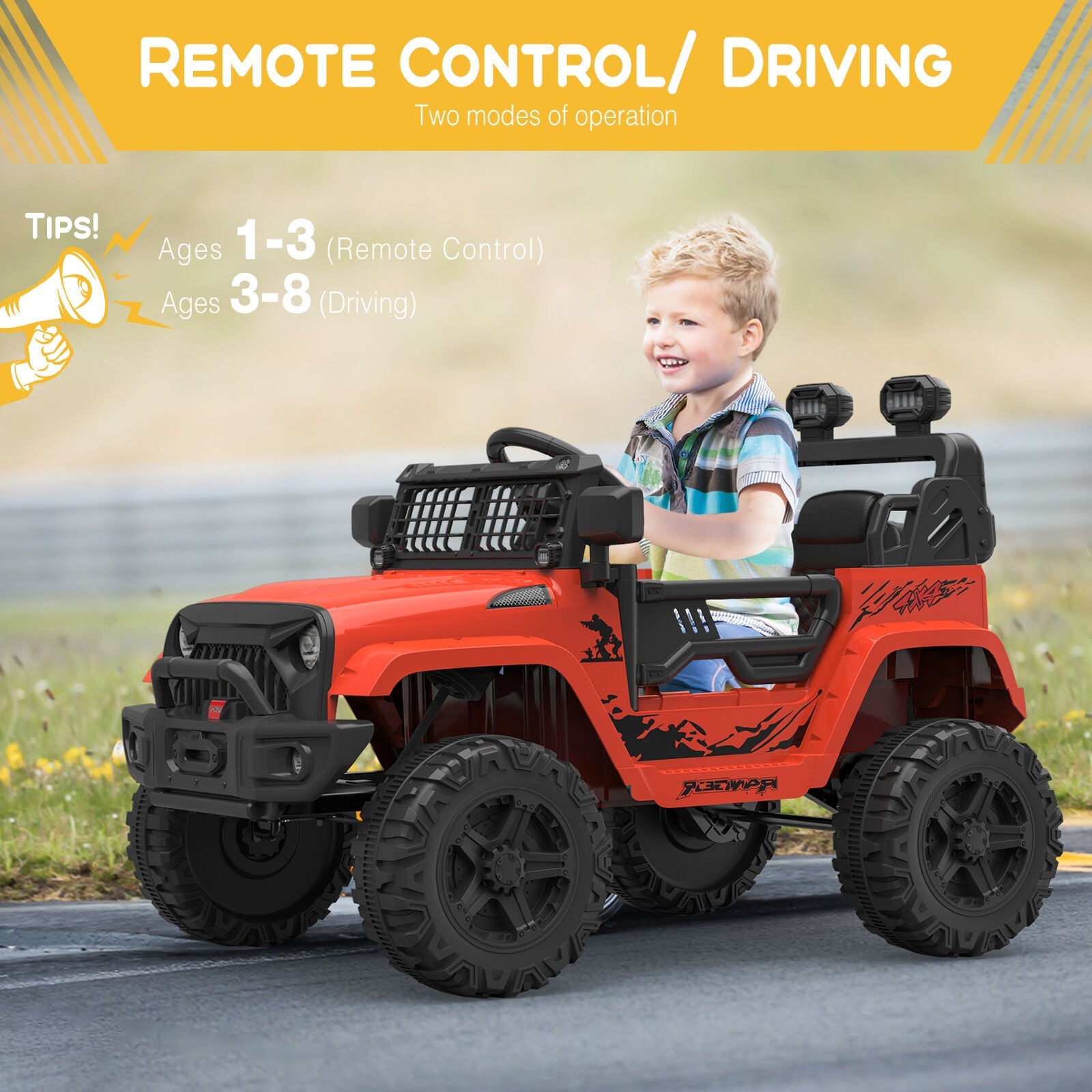 12V Electric Ride Truck with Remote Control and LED Lights