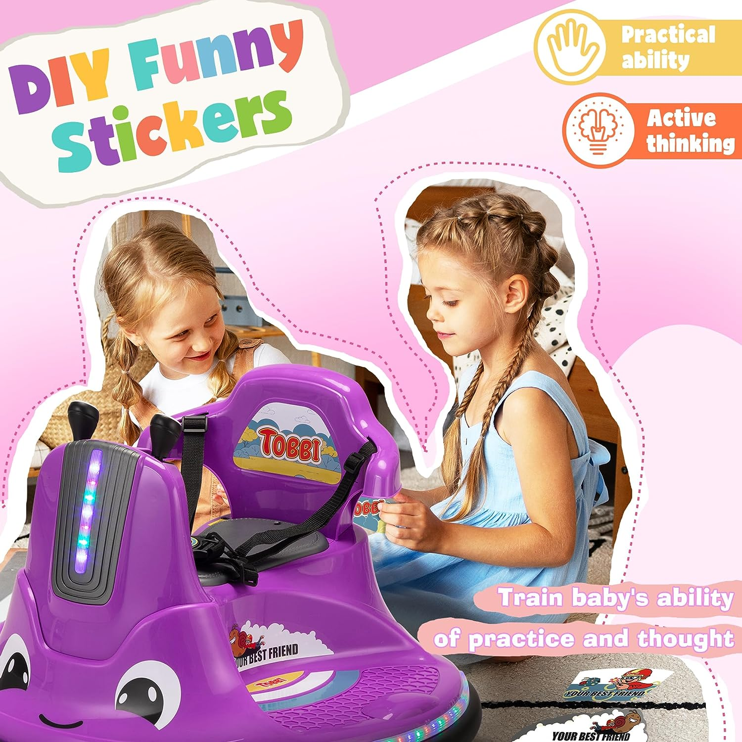 12V Electric Snail Bumper Car Ride-On Toy for Kids - Battery Powered Vehicle