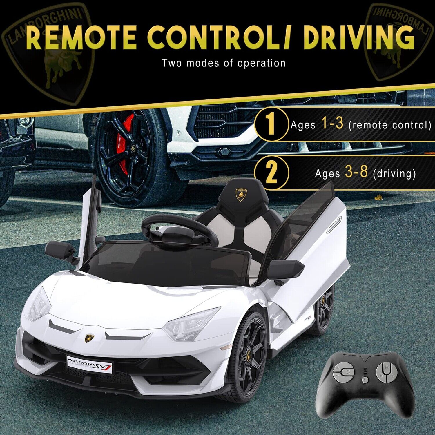 12V Electric Sports Car for Kids with Remote Control - Battery Powered Ride-On Vehicle