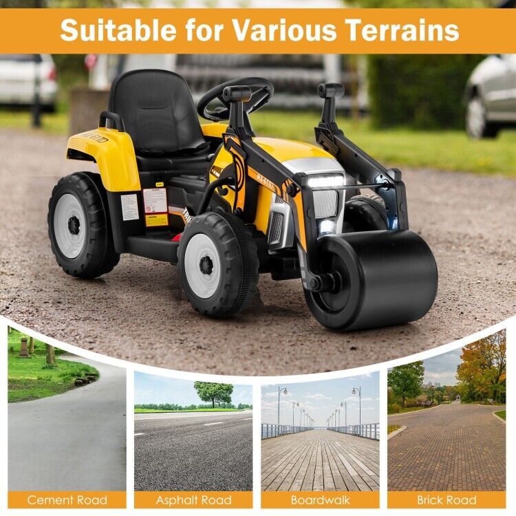 12V Electric Tractor with Remote Control, Music & LED Lights - Perfect for Kids to Ride On!