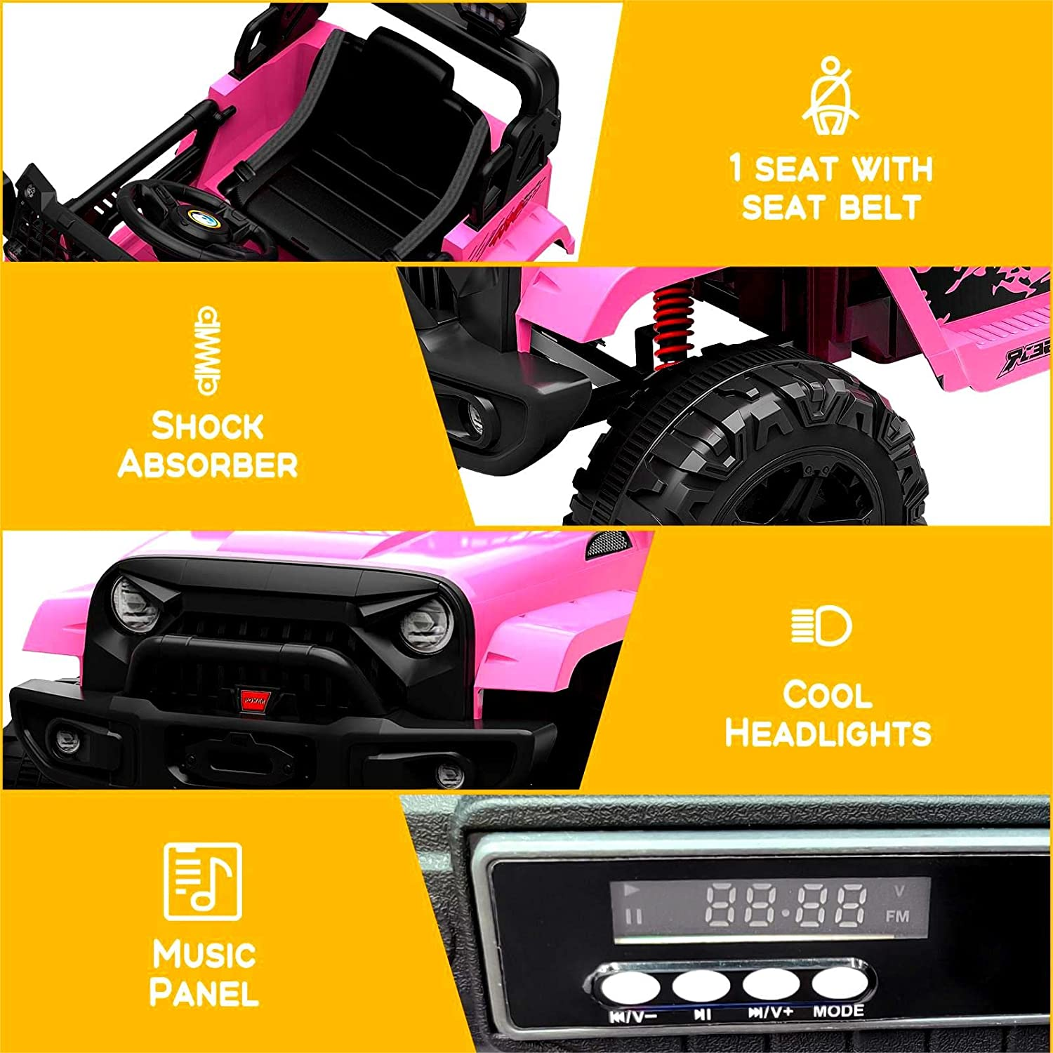 12V Electric Truck for Kids with Remote Control and Spring Suspension