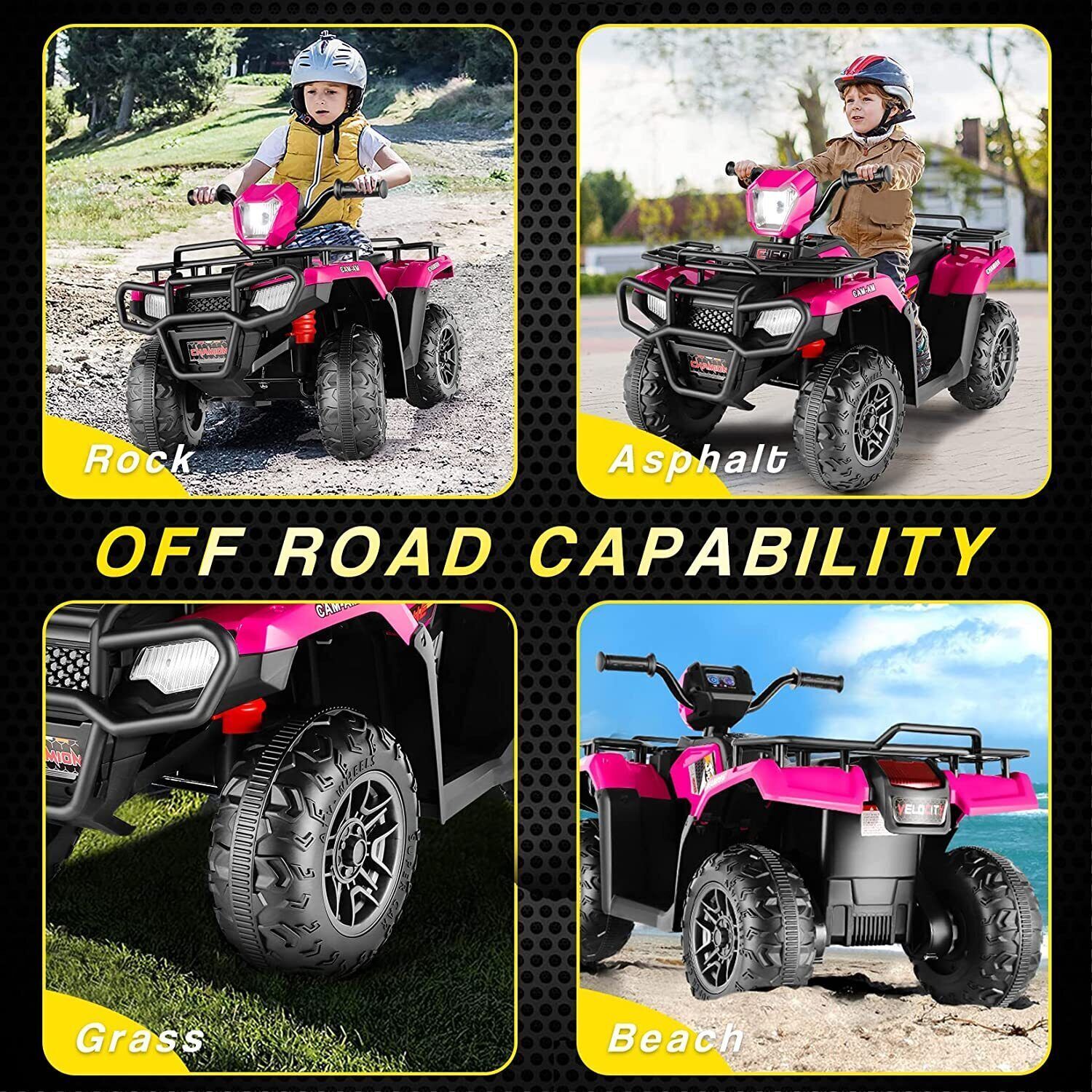 12V Electric Vehicle with High/Low Speed Treaded Tires and LED Lights