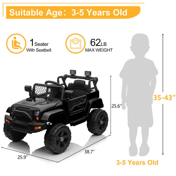 12V Jeep Ride On Car for Kids with Remote Control - Perfect Gift!