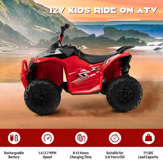 12V Kids ATV with Adjustable Speed and Comfortable Seat - Red