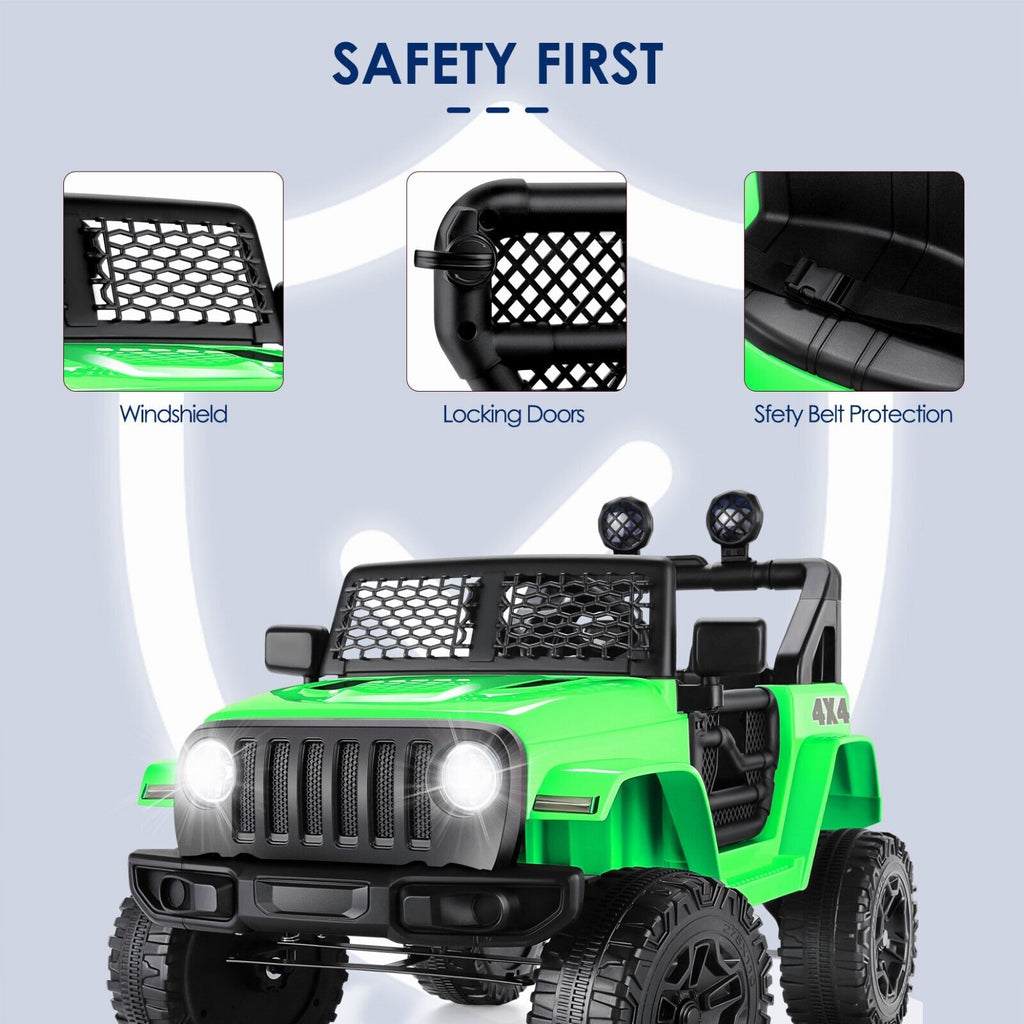 12V Electric Kids Ride-On Truck Car Jeep with MP3 Player, Remote Control, and 2 Seats - LED Lights Included