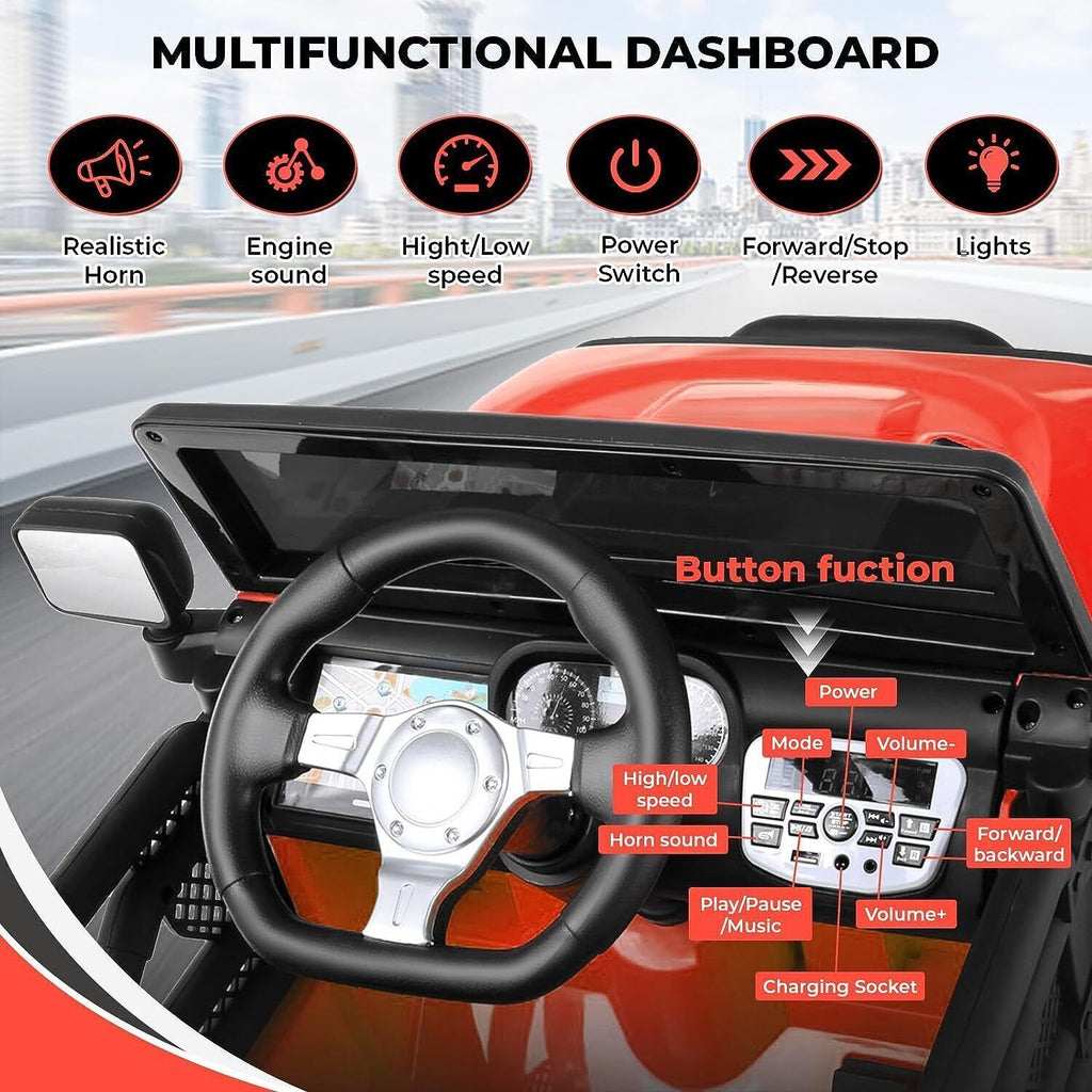 Electric Ride-On Car for Kids with LED Lights, Music, and Remote Control - 3 Speed Options
