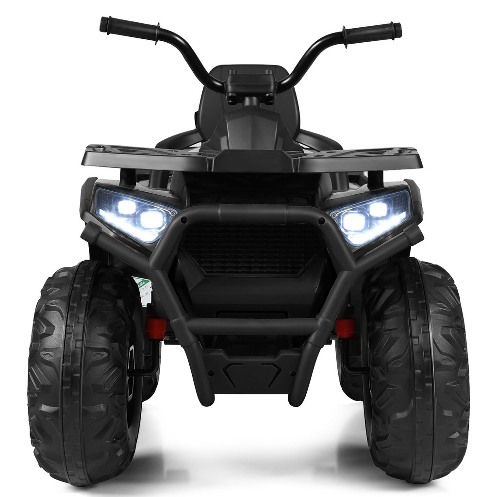 12V Kids Electric Ride On Car Toy with LED Lights in Black, Red, or White