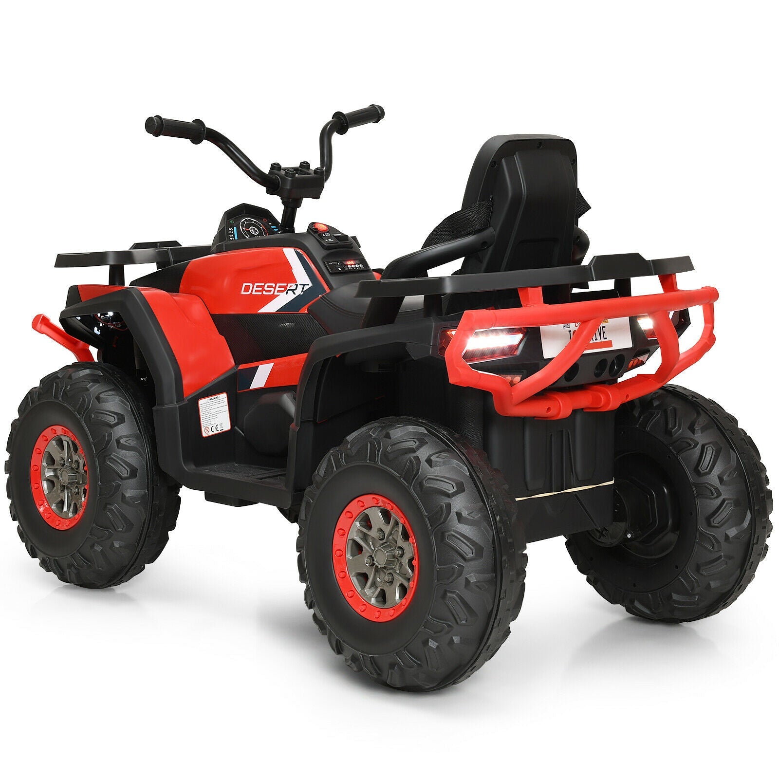 12V Kids Electric Ride On Car Toy with LED Lights in Black, Red, or White