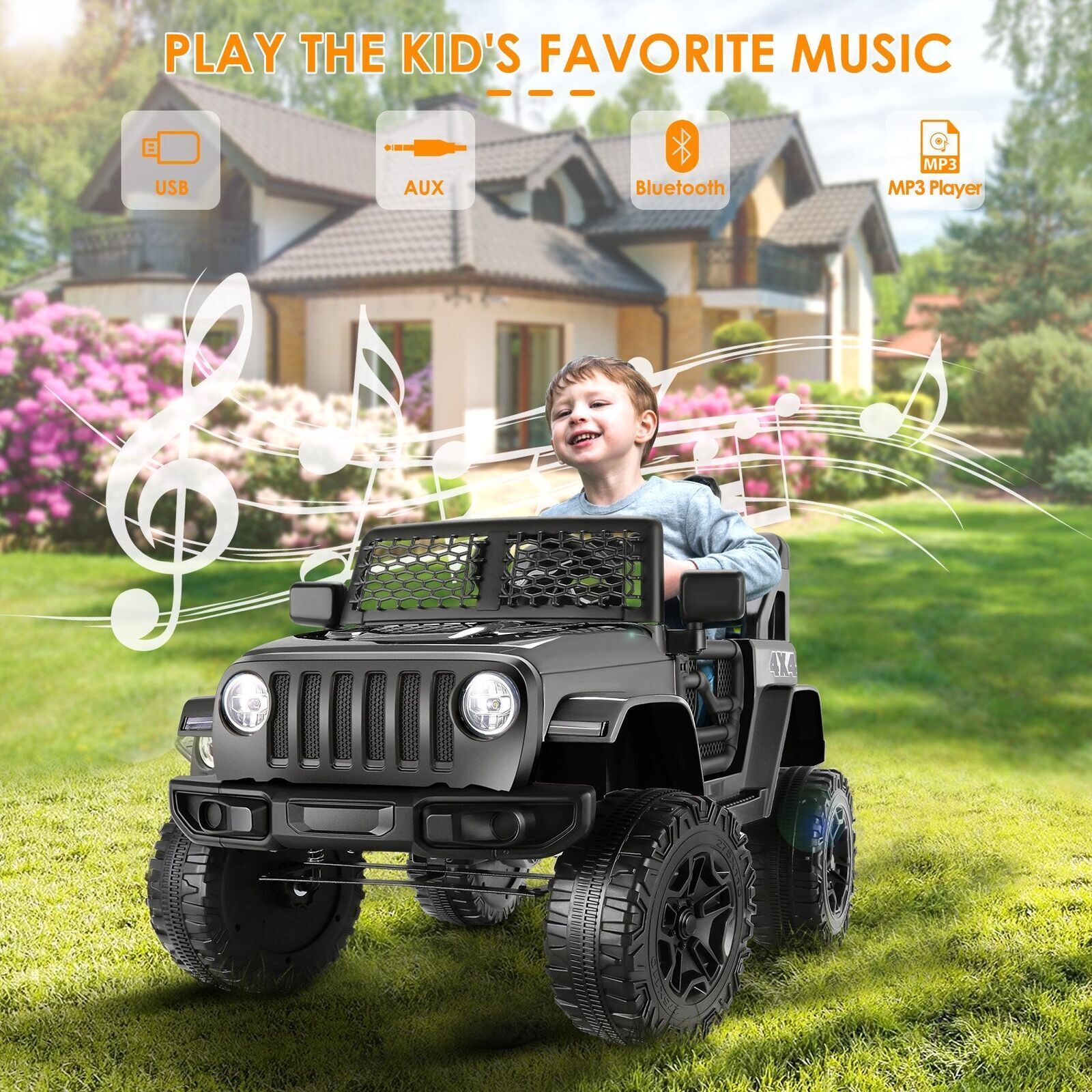 12V Kids Ride-On Car Truck with MP3, Bluetooth, and Parental Remote Control