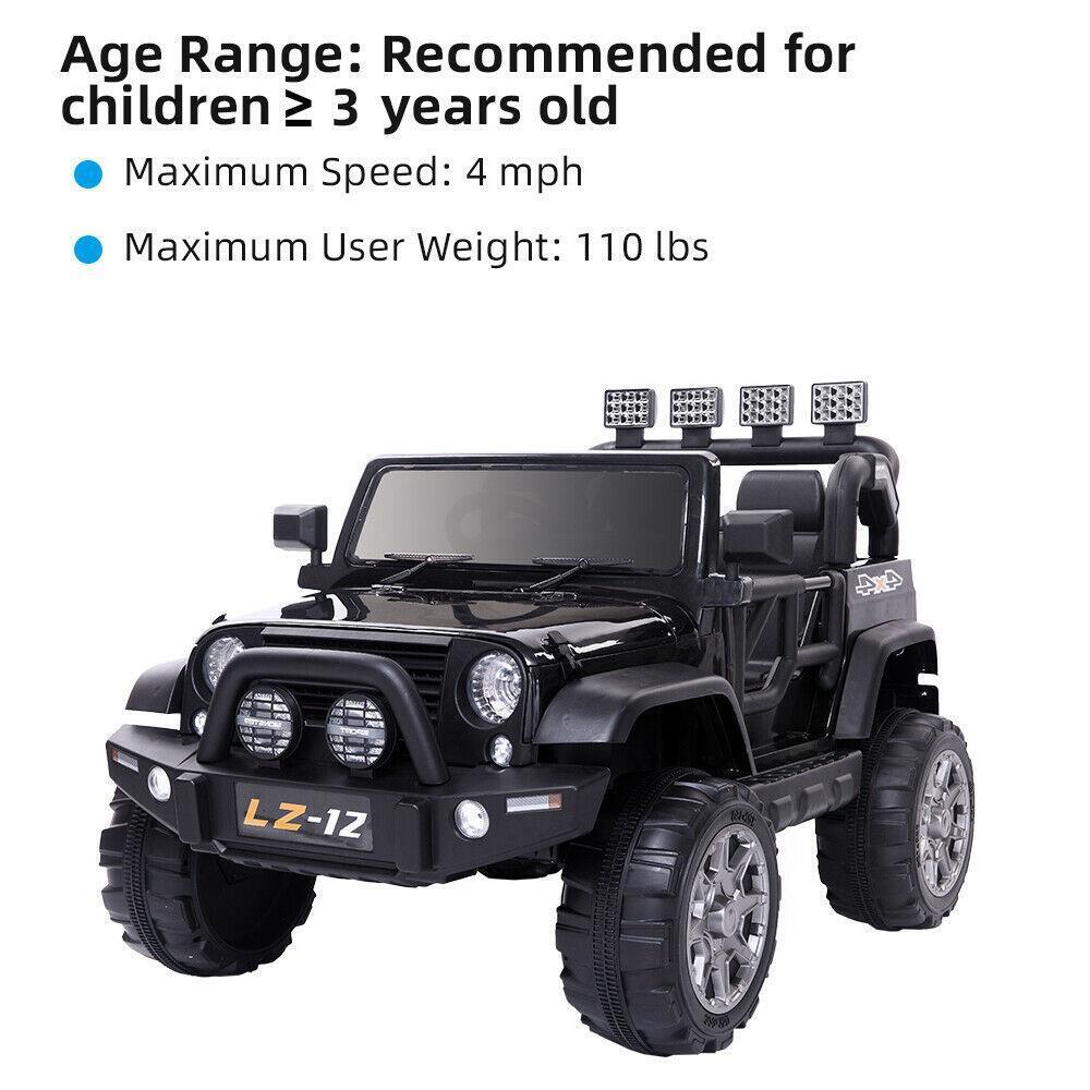 12V Kids Ride On Car with Music, Remote Control, and 3 Speed Options - Perfect Gift for Children
