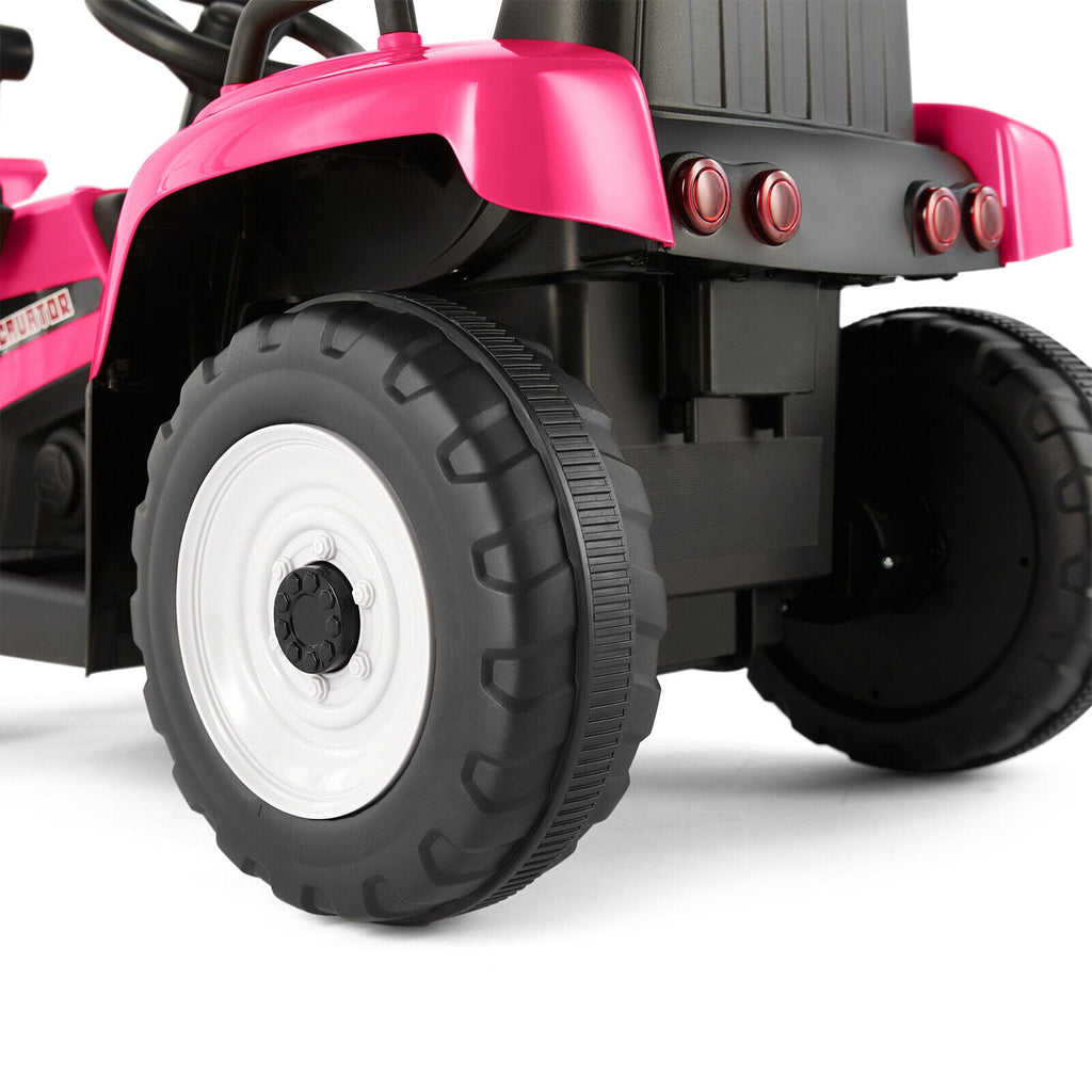 12V Kids Ride On Excavator with Music and Remote Control - 3 Speed Options