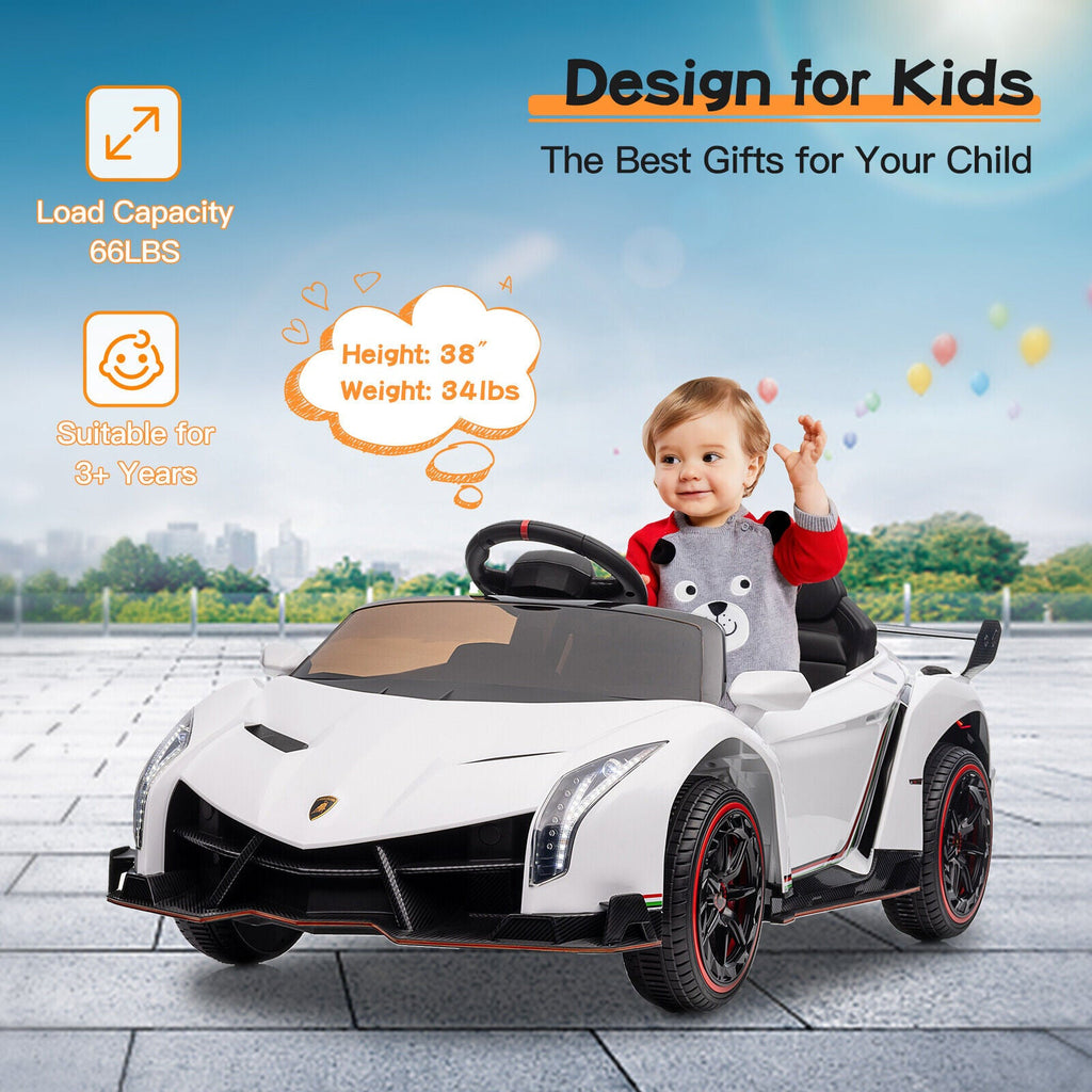 Licensed Lamborghini Electric Car for Kids with Remote Control and 4 Wheels - 12V