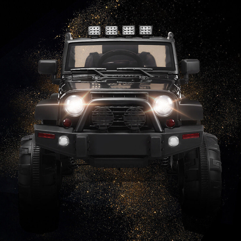12V Kids Ride On Truck Car with Remote Control, MP3 Music, and LED Lights in Black