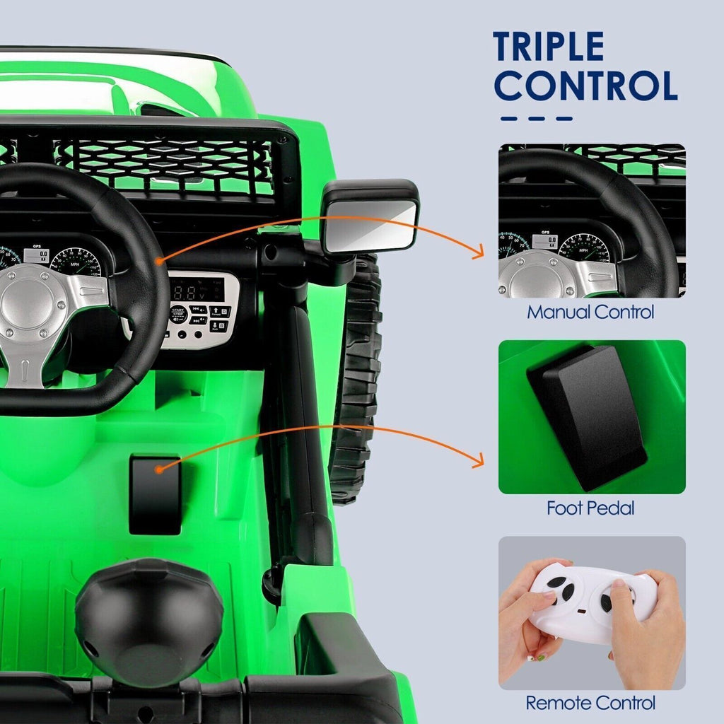 12V Kids Ride-On Truck with Remote Control, LED Lights, and 3 Speed Options