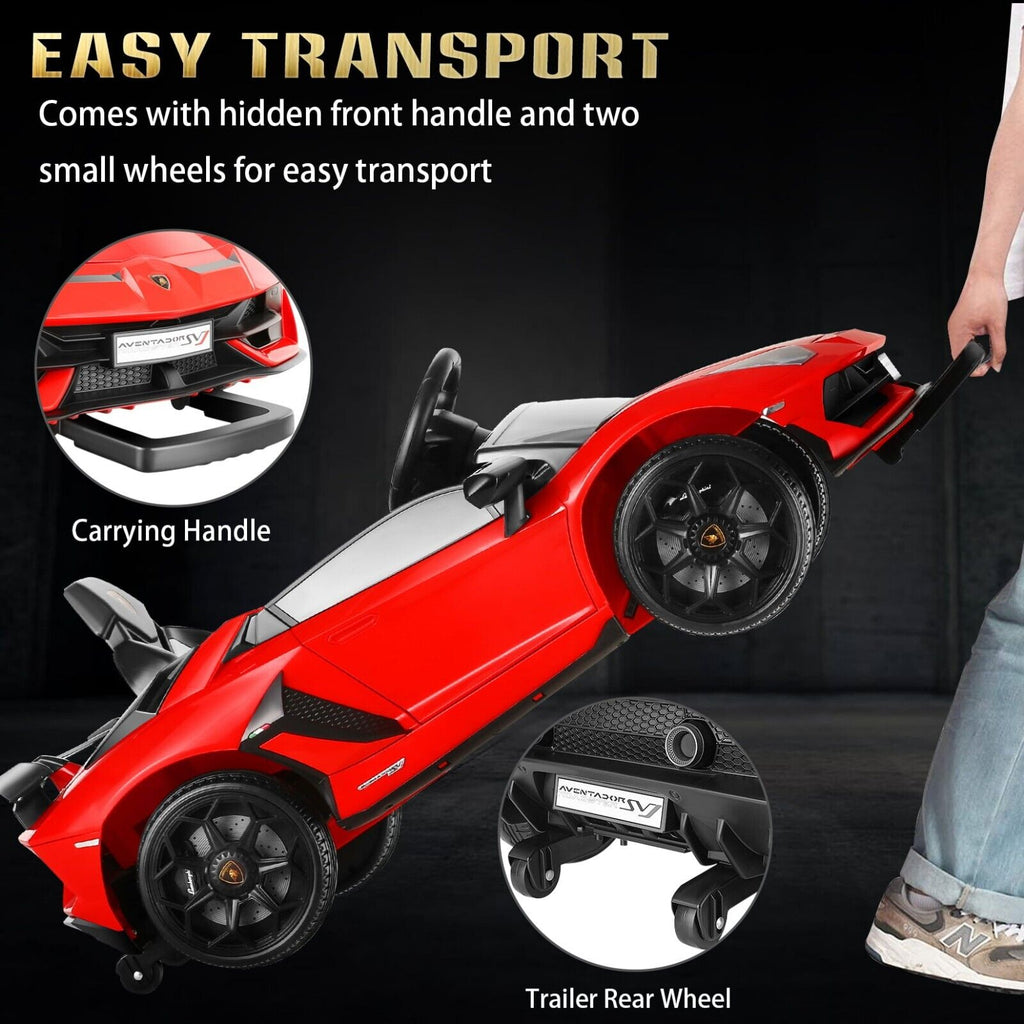 12V Lamborghini Aventador SV Sports Car Toy for Kids with Parental Control - Red