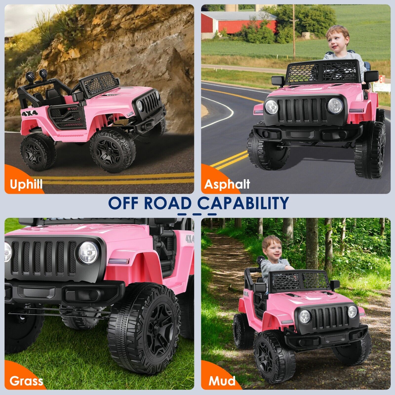 12V Pink Electric Kids Ride On Car with Remote Control - Battery Powered Toy Car