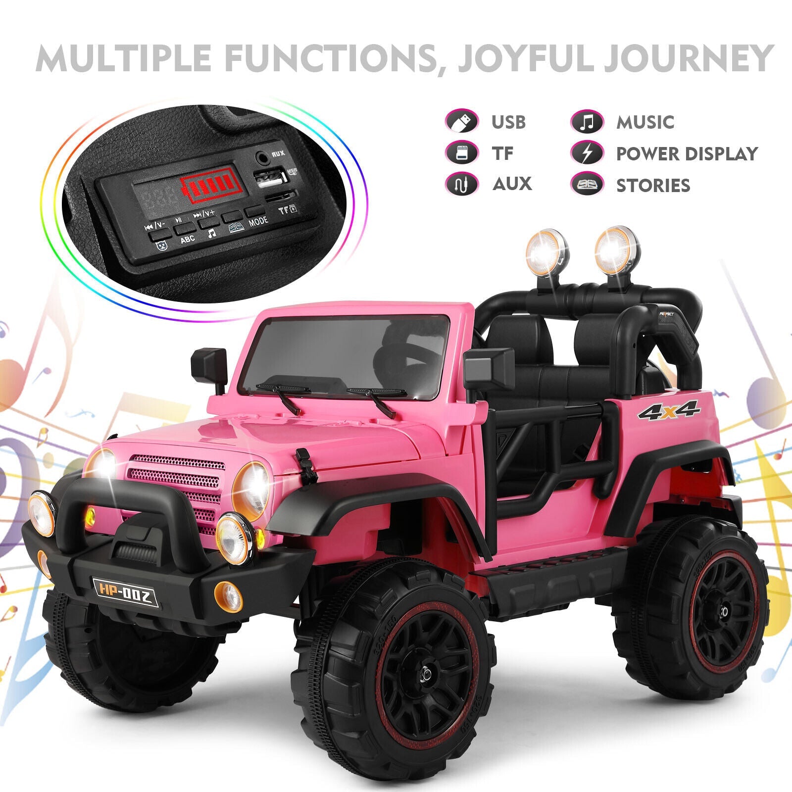 12V Electric Kids Ride-On Car with Remote Control - 3 Speeds, Pink