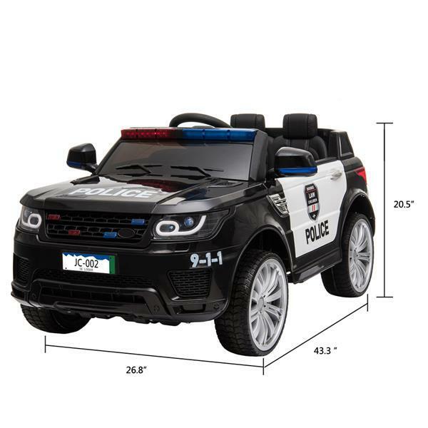 12V Remote Control Police SUV Ride-On Car with LED Lights, Music, and Horn for Kids
