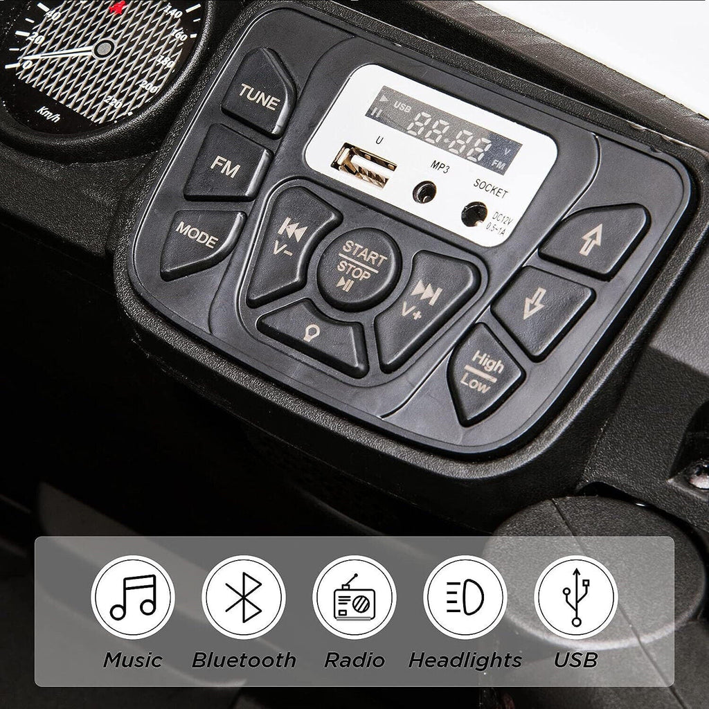 12V Ride-On Car Truck Toy with Remote Control, LED Lights, USB & AUX Ports, and Music Player