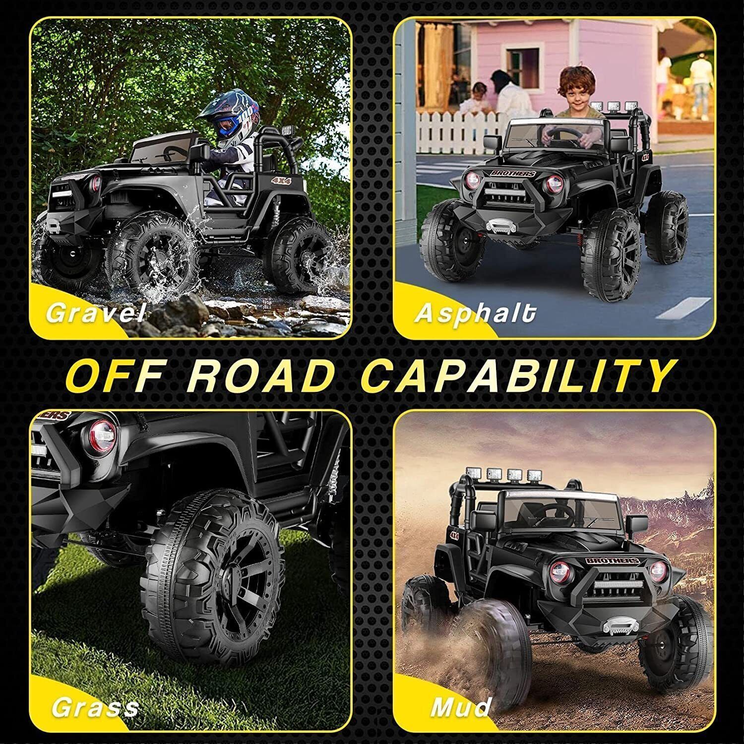 Electric Ride-On Jeep for Kids with Remote Control, 3 Speeds, and LED Lights - 24V/12V