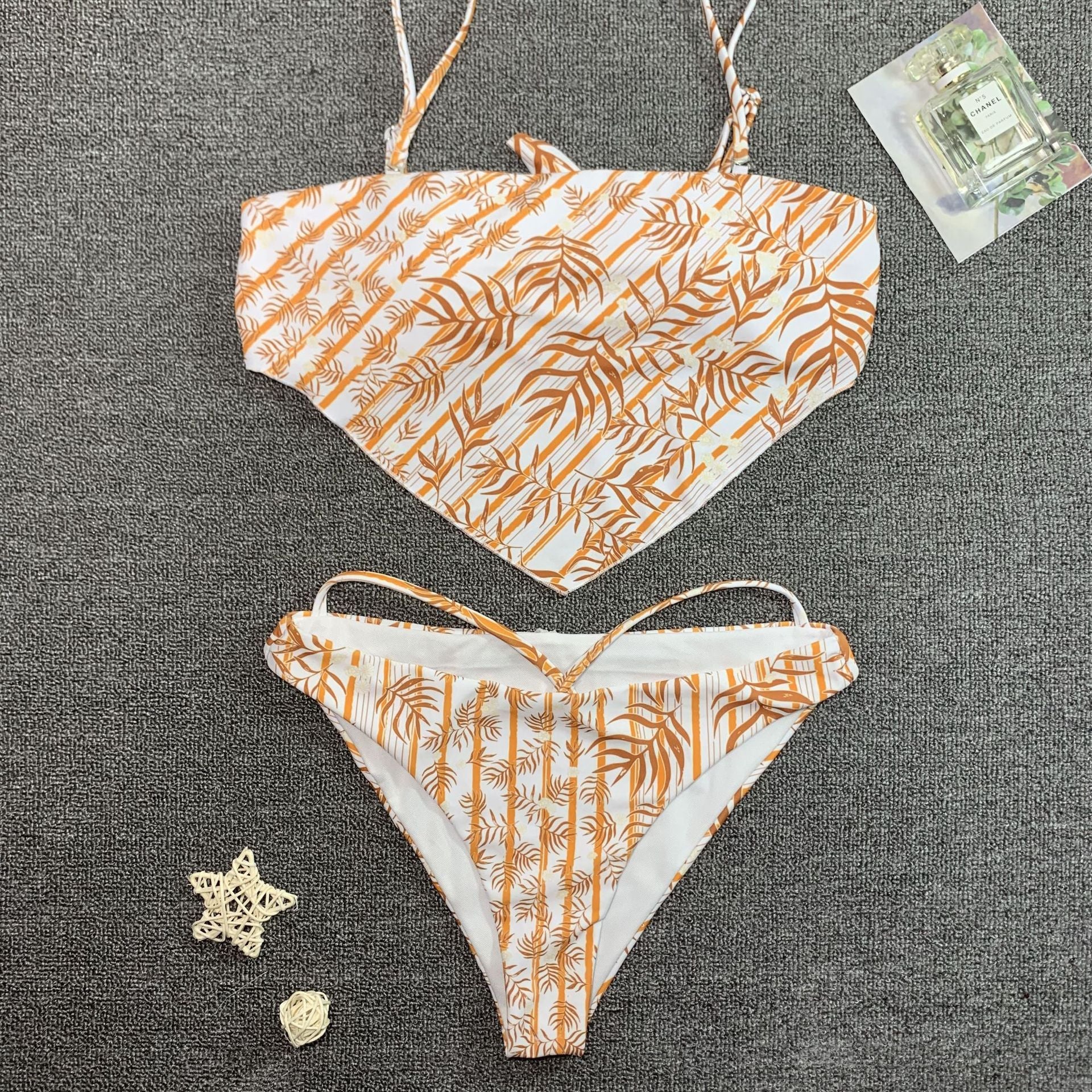 Swimsuit Chest Pocket Printed Bikini Sexy Women Multi-color Split Swimsuit