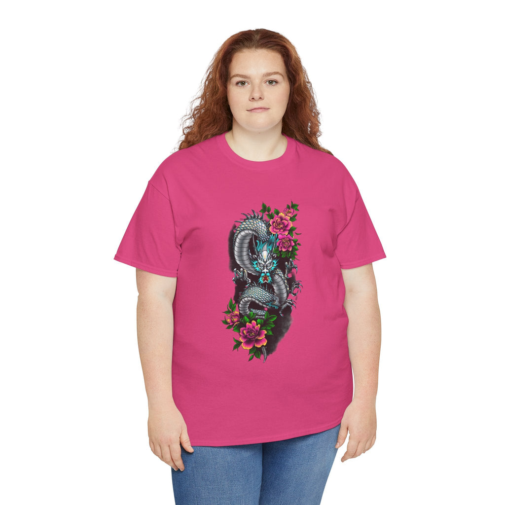 Mythic Dragon & Peonies Tattoo T-Shirt – Lara Davenport x Trash Cult Supply Co. Collab (Gildan 5000)