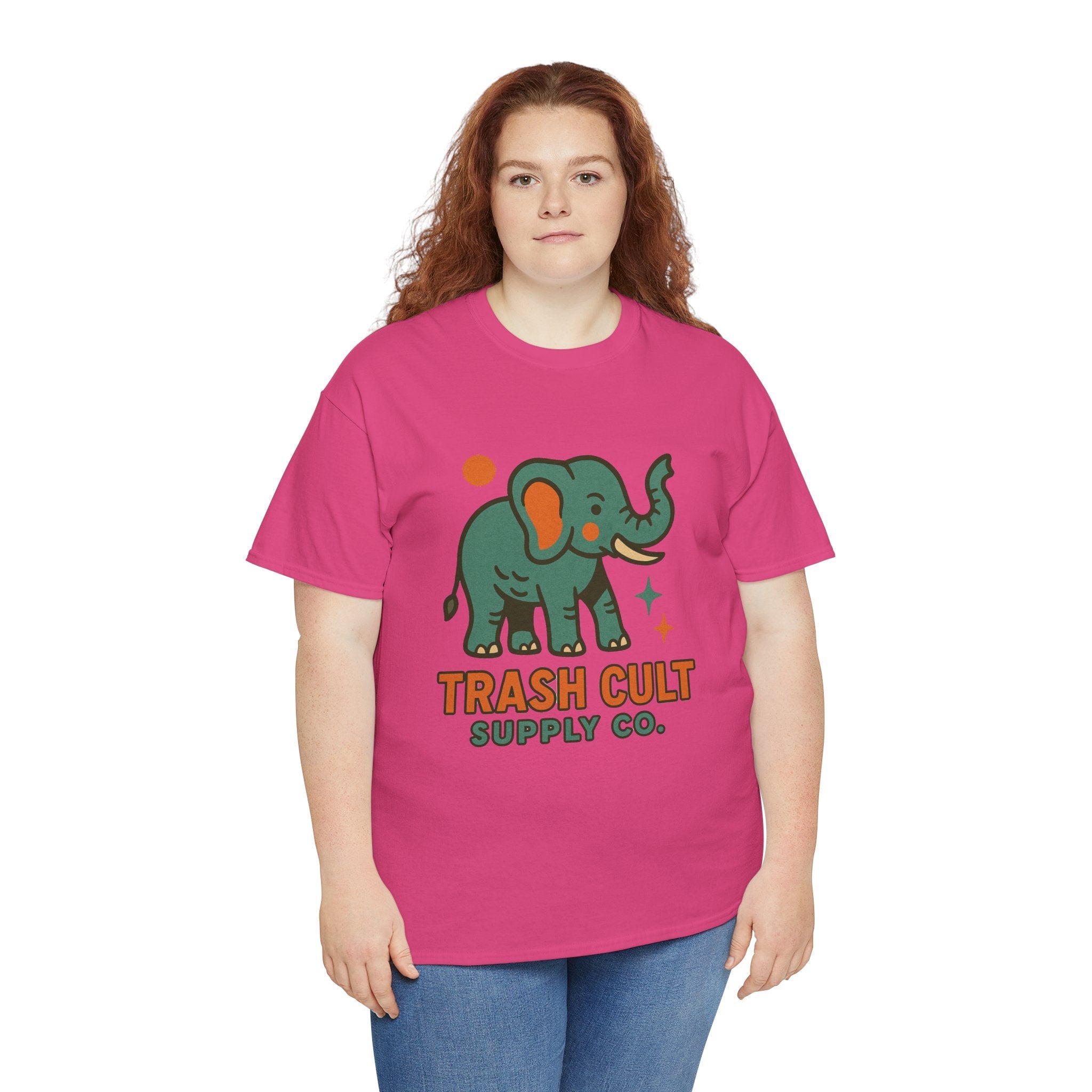 Trash Cult Elephant Unisex Heavy Cotton Tee, Eco-Friendly Shirt, Cool Casual Tee, Gift for Animal Lovers, Vintage Style T-Shirt