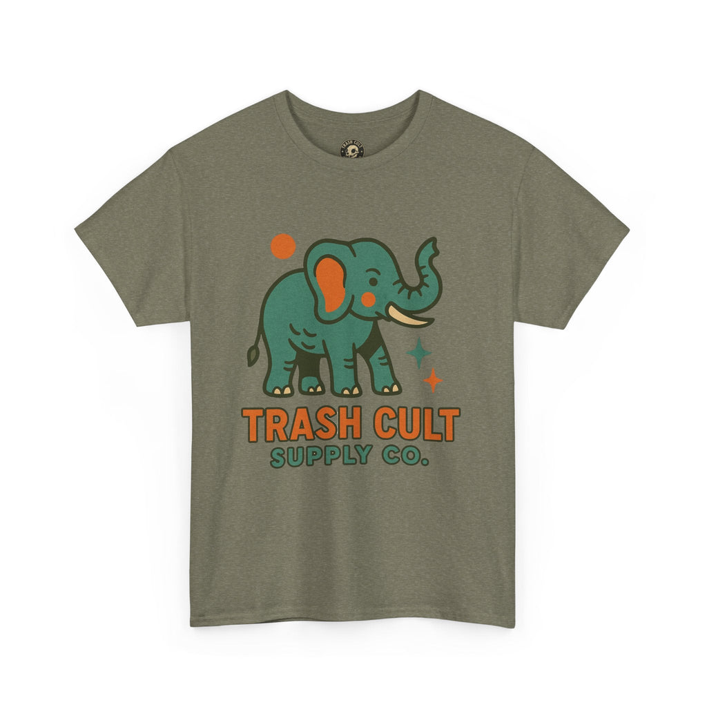 Trash Cult Elephant Unisex Heavy Cotton Tee, Eco-Friendly Shirt, Cool Casual Tee, Gift for Animal Lovers, Vintage Style T-Shirt