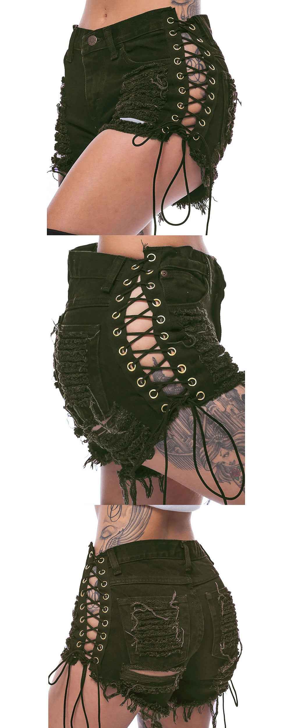 Ripped Bandage Denim Bottoms for Women