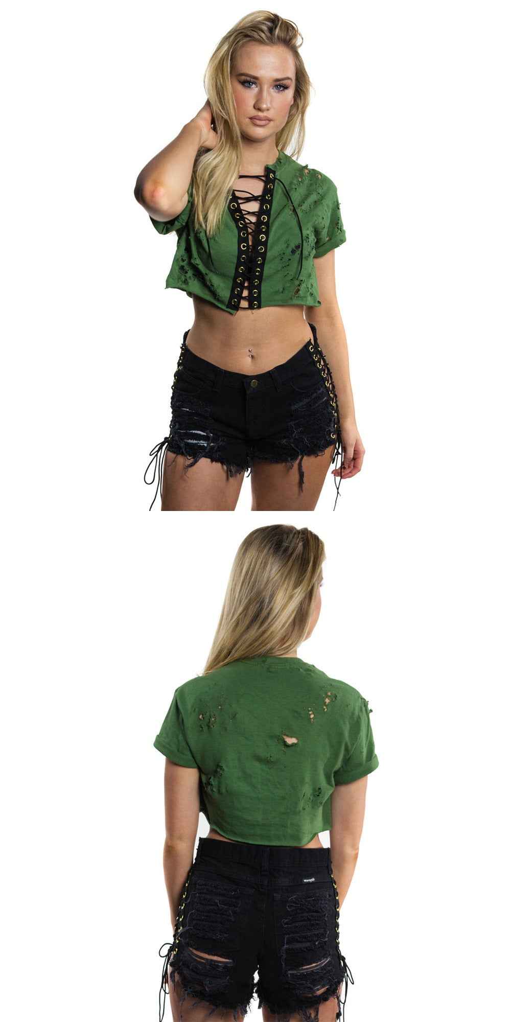 Ripped Bandage Denim Bottoms for Women