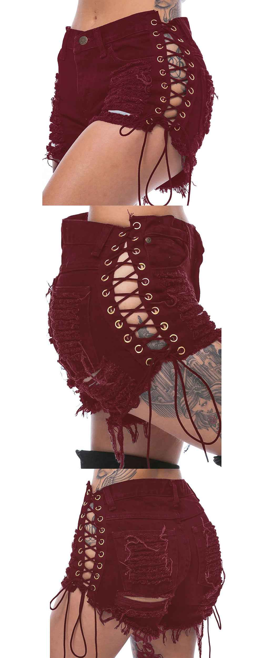 Ripped Bandage Denim Bottoms for Women