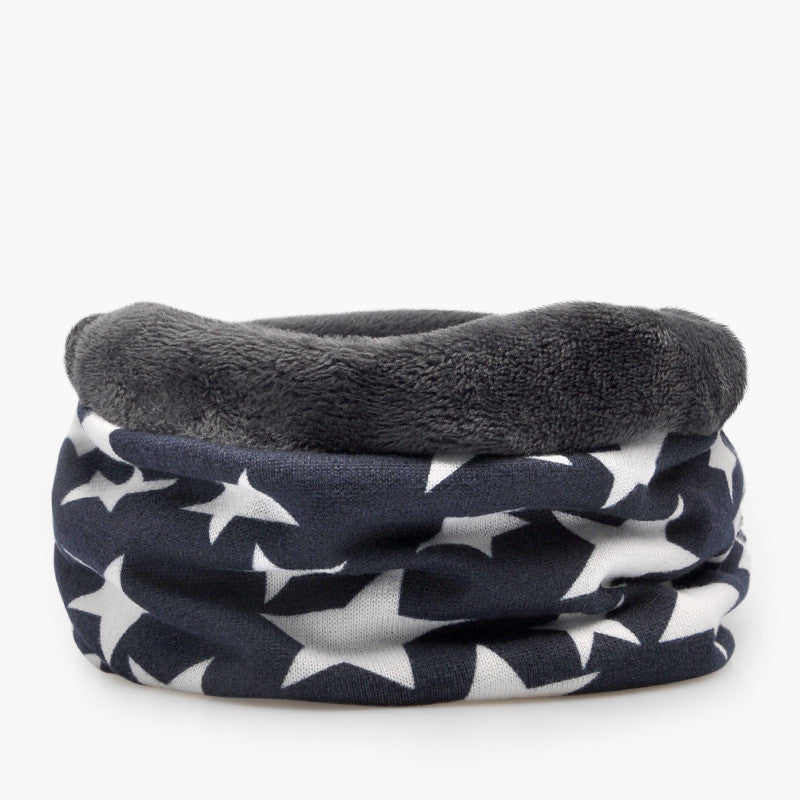 Unisex 3 in 1 Ring Scarf Beanie Hats With Stars Pattern Double Layer Hip Hop Hedging Cap Lining With Velvet Independence Day Collection