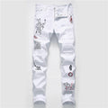 Men's Shredded Embroidery Pants Designer Royalty Style