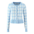 French Plaid Knit Cardigan Sweater