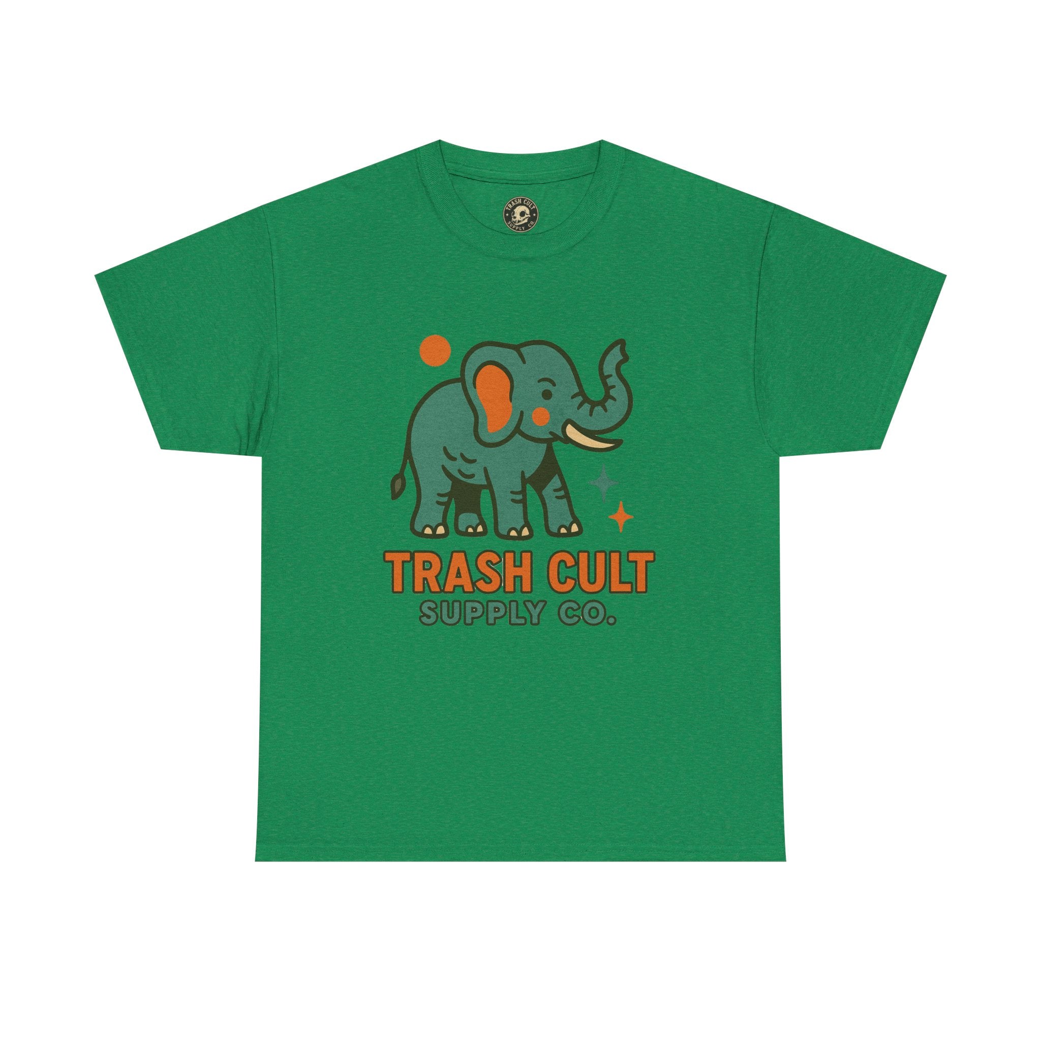 Trash Cult Elephant Unisex Heavy Cotton Tee, Eco-Friendly Shirt, Cool Casual Tee, Gift for Animal Lovers, Vintage Style T-Shirt
