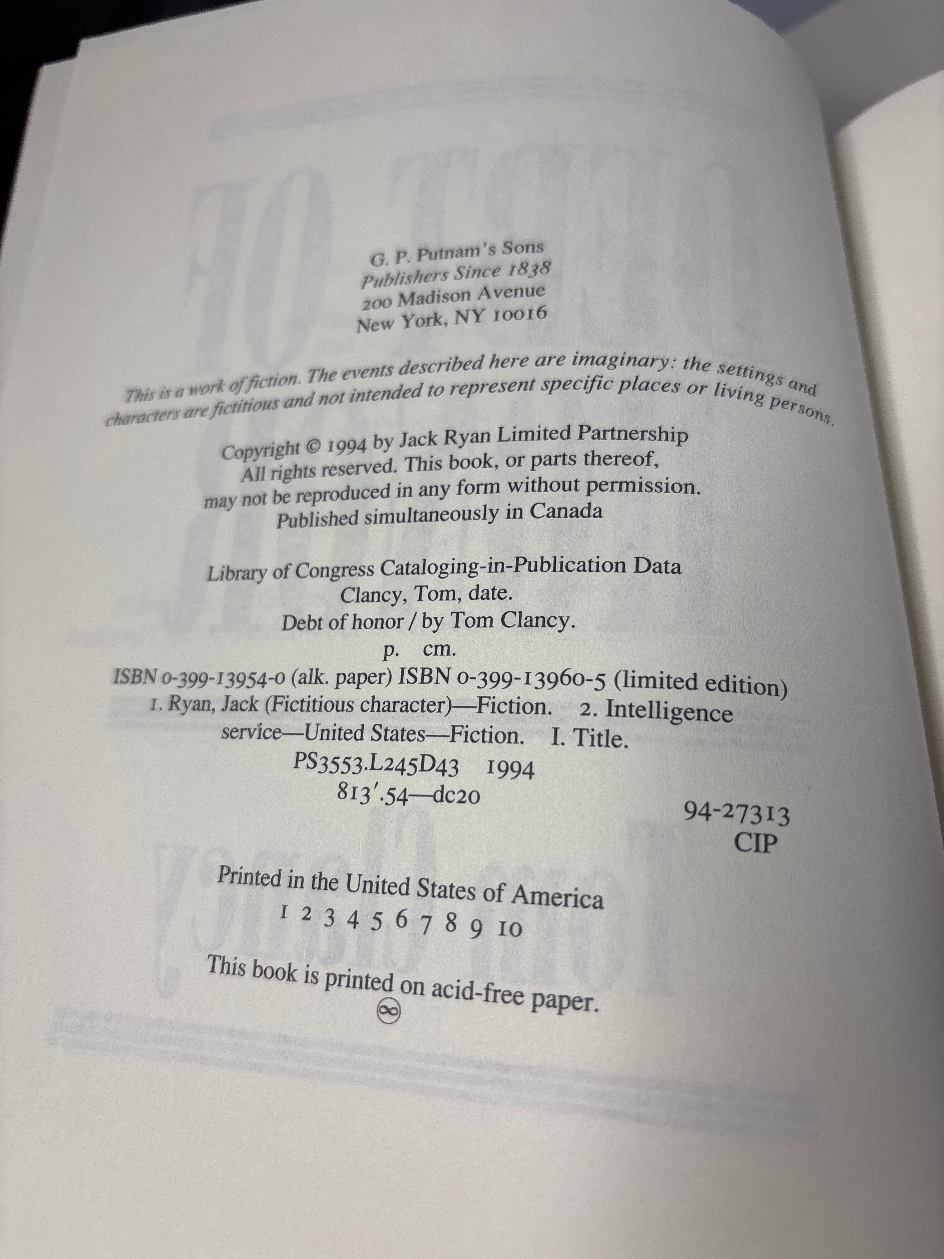 Debt of Honor by Tom Clancy (Jack Ryan #7)