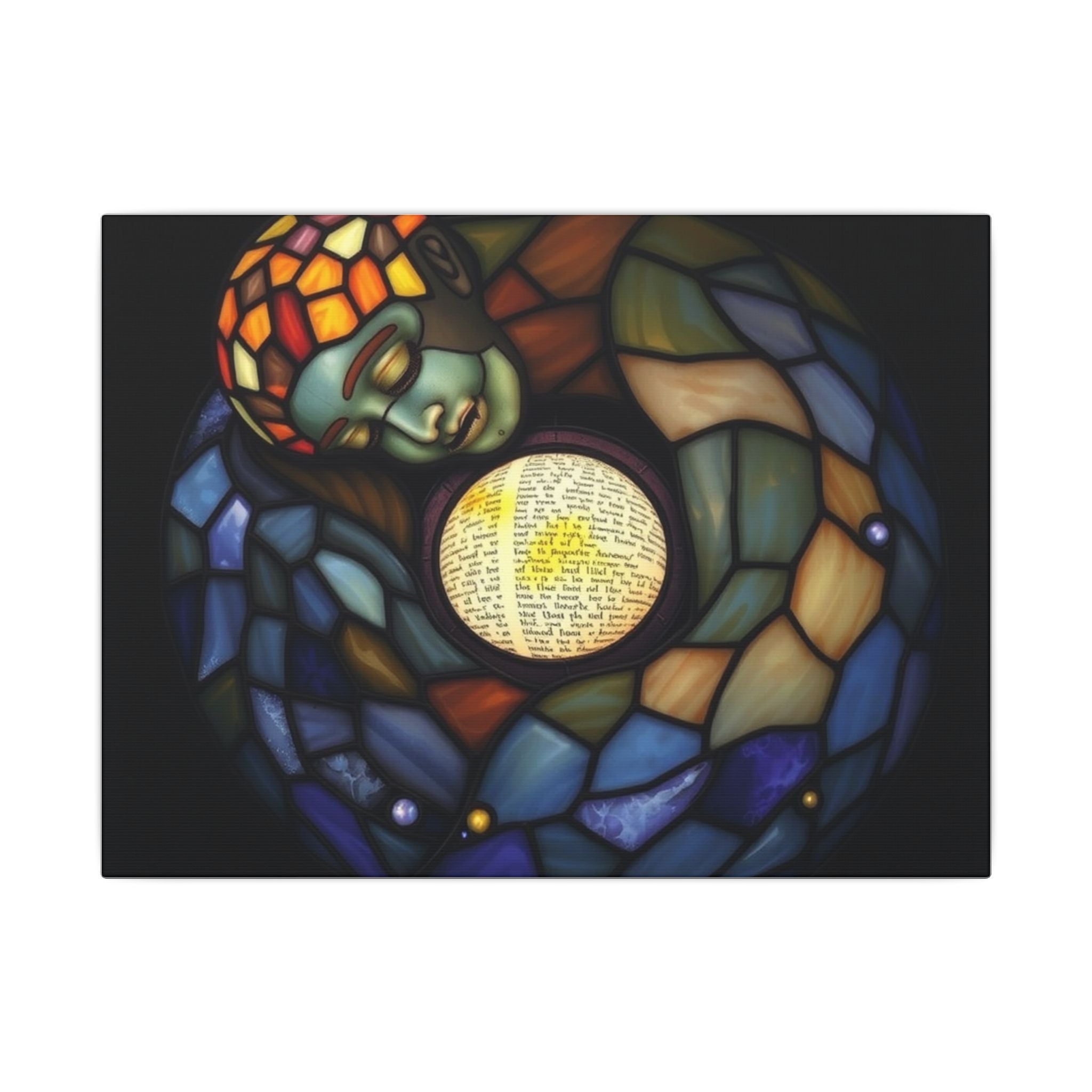 Stained Glass Canvas Art, Home Decor, Spiritual Wall Art, Gift for Meditation, Colorful Artwork for Living Room