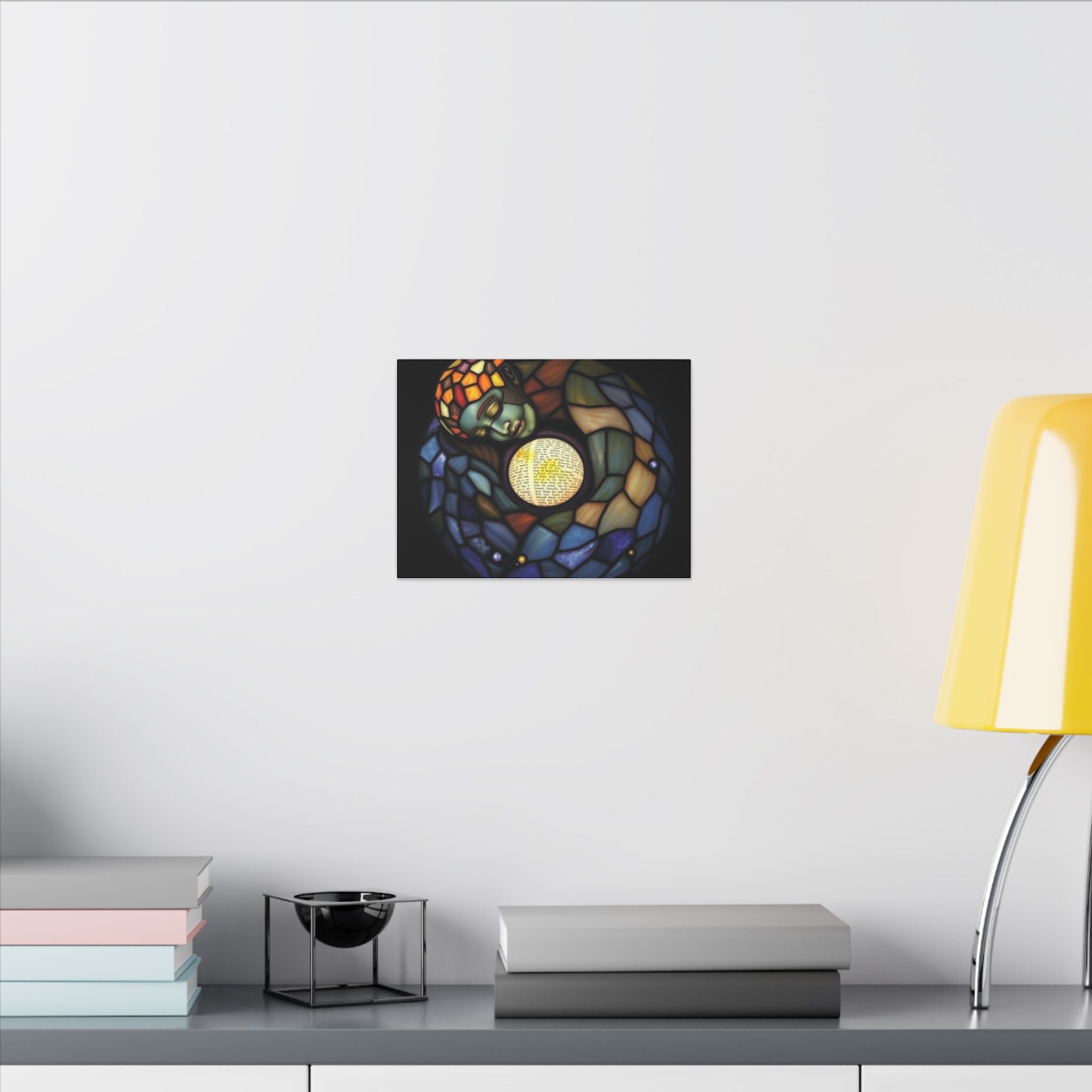 Stained Glass Canvas Art, Home Decor, Spiritual Wall Art, Gift for Meditation, Colorful Artwork for Living Room