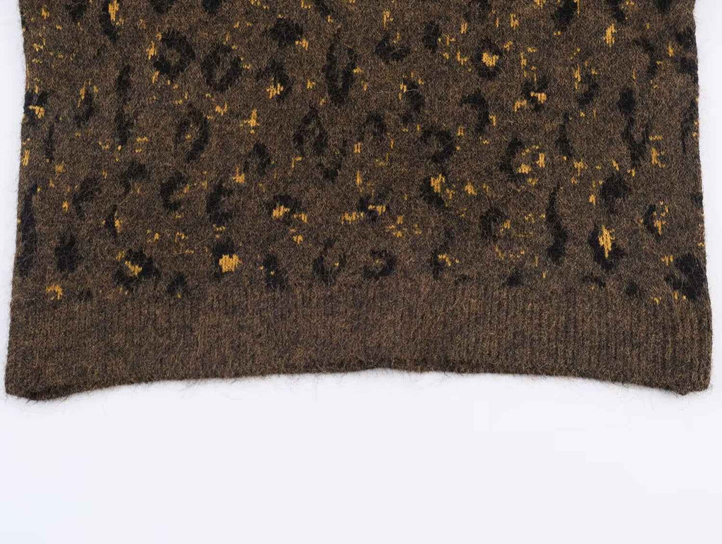 Casual Lace Leopard Print Pullover Sweater