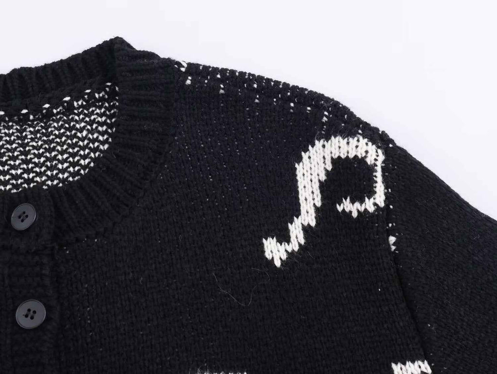 Question Mark Jacquard Knitted Sweater