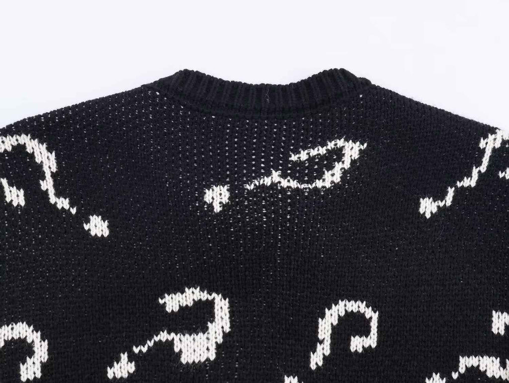 Question Mark Jacquard Knitted Sweater