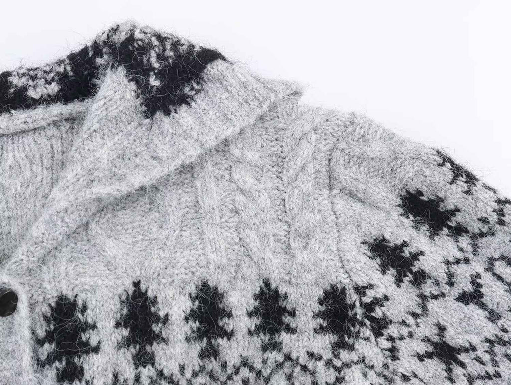 Stylish Simple Hooded Horn Button Knitted Jacket