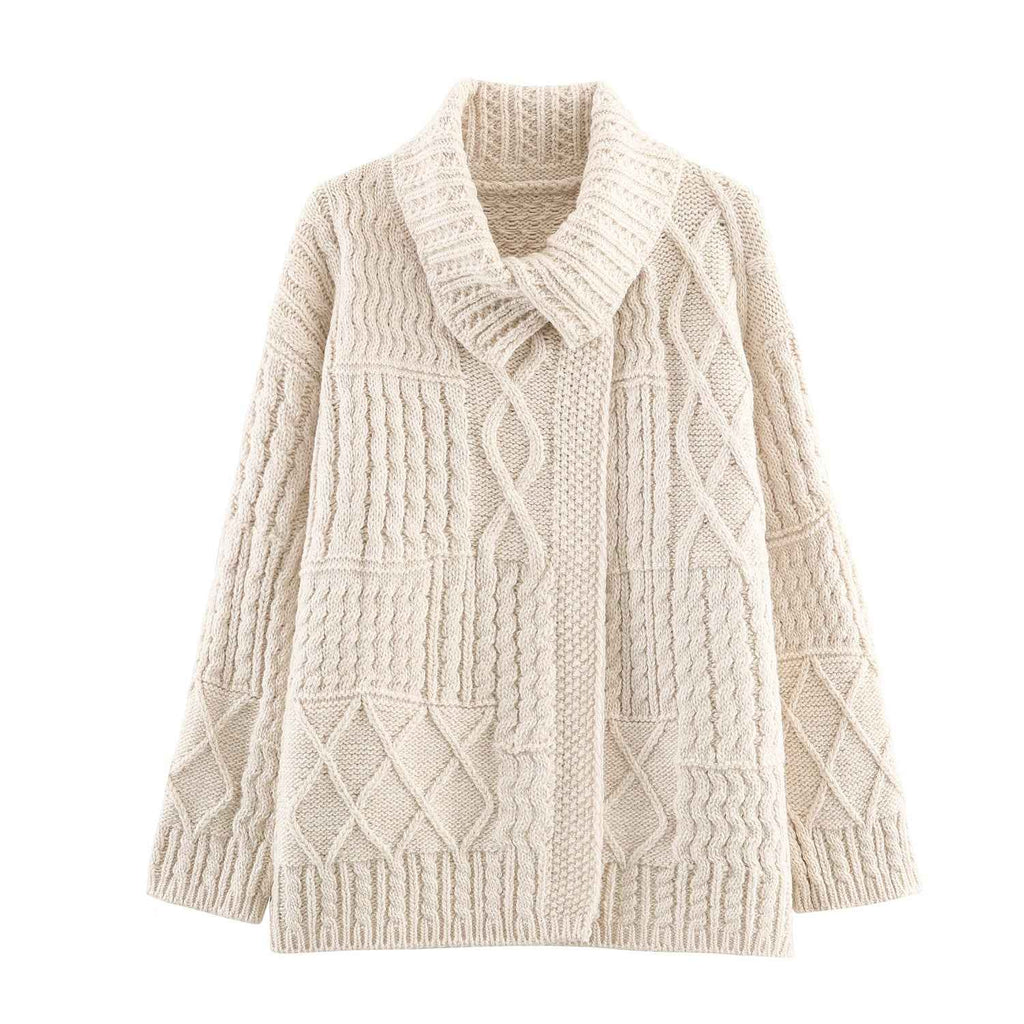 Retro Twist Sweater Asymmetric Knitted Cardigan