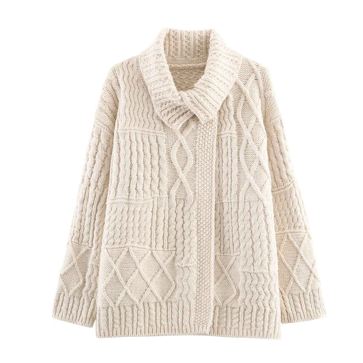 Retro Twist Sweater Asymmetric Knitted Cardigan