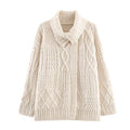 Retro Twist Sweater Asymmetric Knitted Cardigan