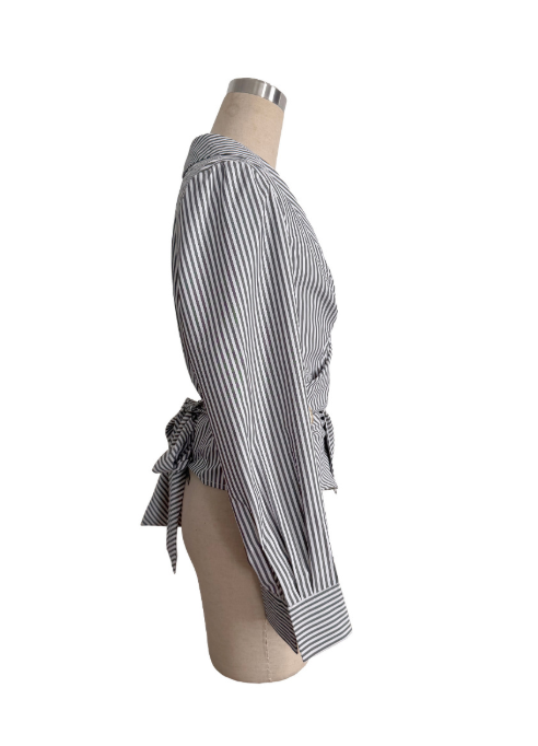 Irregular Asymmetric Metal Special Shaped Button Blouse