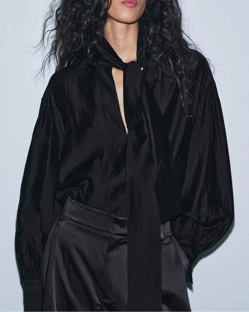 Loose Bow Drape Blouse