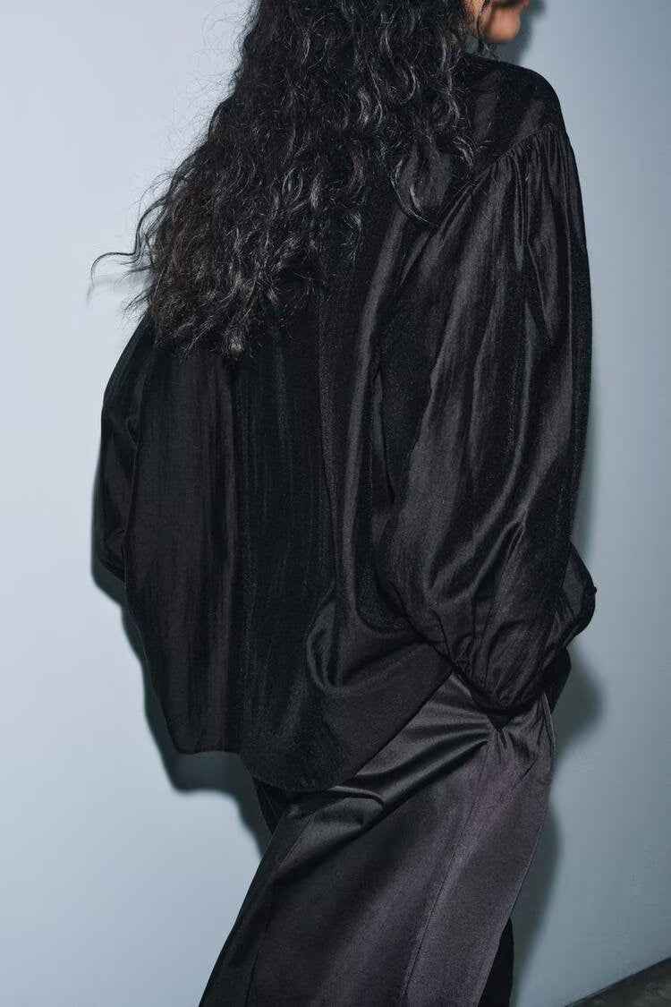Loose Bow Drape Blouse